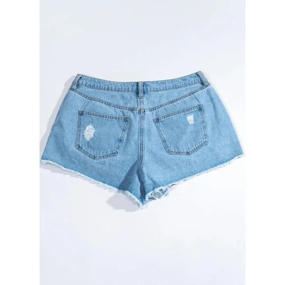 Forever 21 Distressed Rhinestone Fringe Jean Shorts 27 festival cowgirl rodeo - Picture 2 of 8